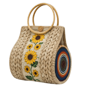 Premium Floral Handmade Jute Handbag
