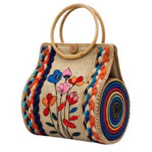 Premium Multicolor Floral Handmade Jute Handbag