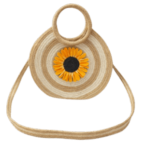 Sunflower Round Straw Crossbody Bag