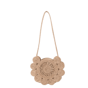 Handmade Round Floral Jute Crossbody Bag