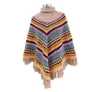 Handmade Crochet Multicolor Poncho Shawl