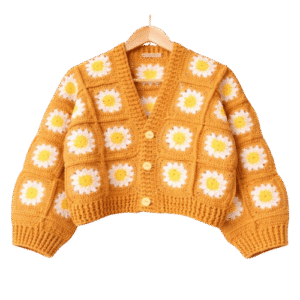 Handmade Crochet Daisy Button Cardigan