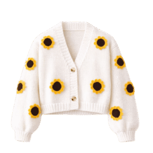 Handmade Crochet Sunflower Button Cardigan