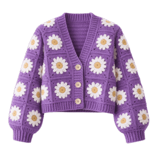 Handmade Crochet Daisy Button Cardigan