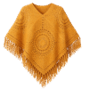 Handmade Crochet Mustard Fringe Poncho Shawl