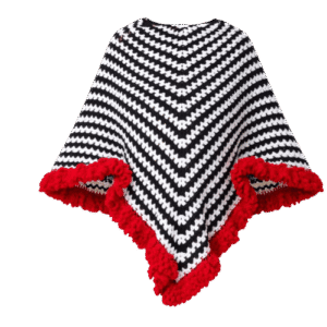 Handmade Crochet Black & White Chevron Poncho Shawl