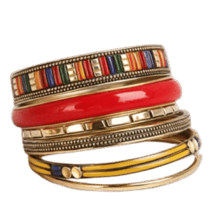 Multicolor Stone Work Oxidized Bangles (Pair)