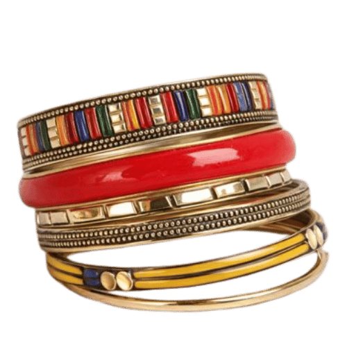 Multicolor Stone Work Oxidized Bangles (Pair)