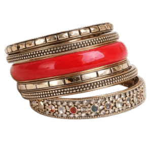 Traditional Red Statement Bangle Set