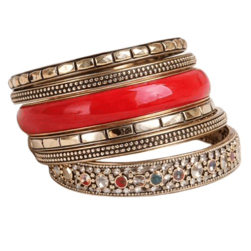 Traditional Red Statement Bangle Set