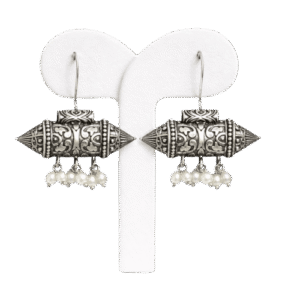 Oxidized Silver Pearl Drop Dangler Earrings