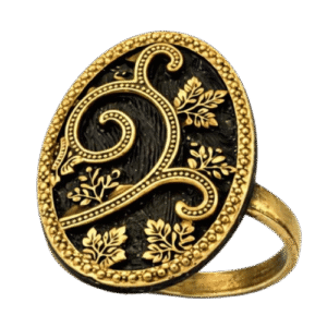 Antique Gold Black Oval Statement Finger Ring