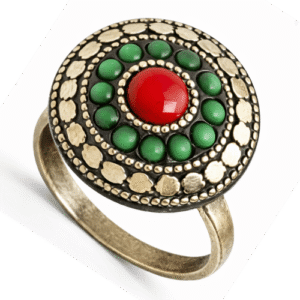 Antique Gold Multicolor Stone Circle Finger Ring