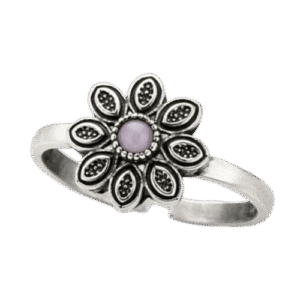 Vintage Oxidized Floral Stone Ring