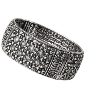 Vintage Oxidized Textured Cuff Bangle