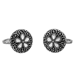 Vintage Oxidized White Floral Toe Ring (Pair)