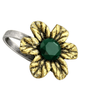 Vintage Dual-Tone Green Stone Floral Ring