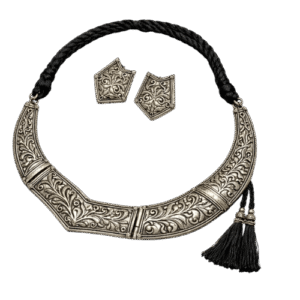 Vintage Oxidized Engraved Choker Necklace Set