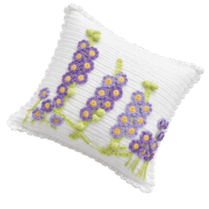 Handmade Crochet Lavender Flower Cushion Cover