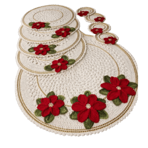Handmade Crochet Floral Table Mat Set