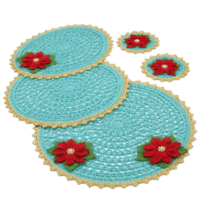 Handmade Crochet Floral Table Mat Set