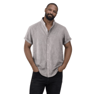 Premium Short Sleeve Mandarin Collar Shirt