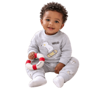 Baby Boys Bear Print Sweatshirt & Pant Set – Grey