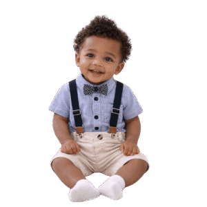 Baby Boys Shirt, Suspender Shorts & Bow Tie Set