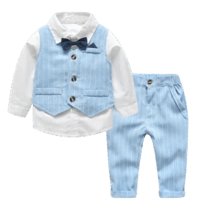 Alternative view of Baby Boys Sky Blue Waistcoat Suit Set (3-Piece Formal Outfit)
