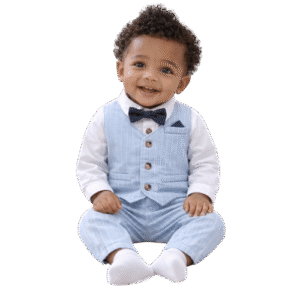 Baby Boys Sky Blue Waistcoat Suit Set (3-Piece Formal Outfit)