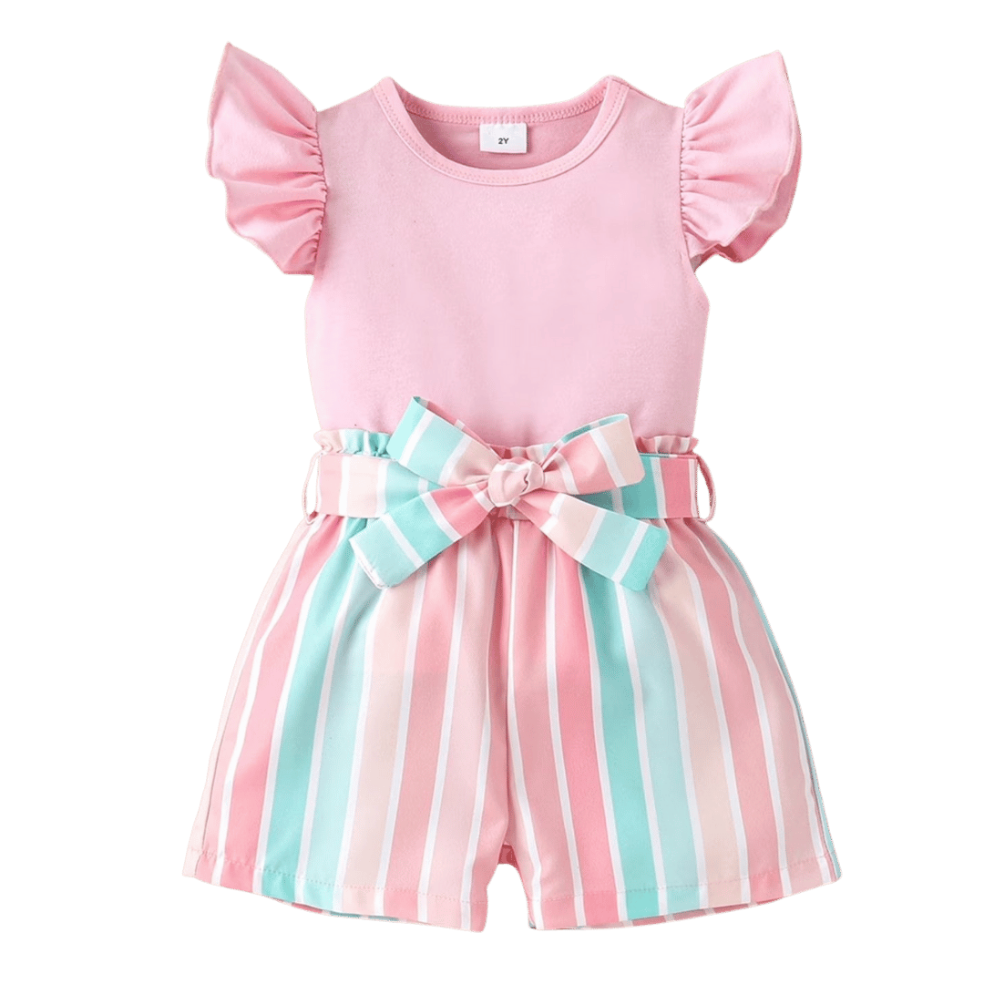 Girls Cute Bow Romper Set - Image 2
