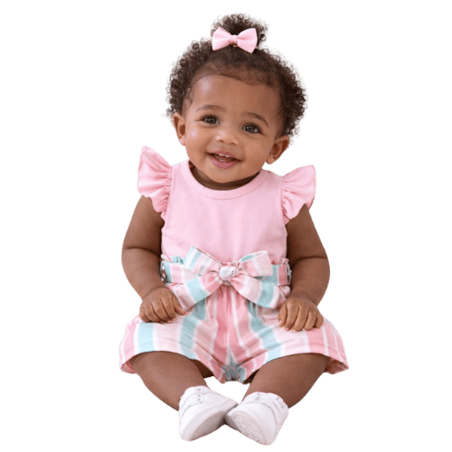 Girls Cute Bow Romper Set