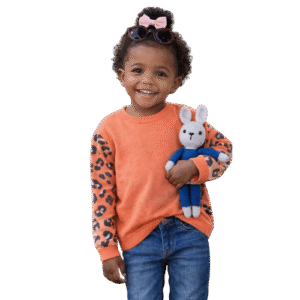 Trendy Baby Outfit Set (Printed Sweatshirt + Denim Pants)