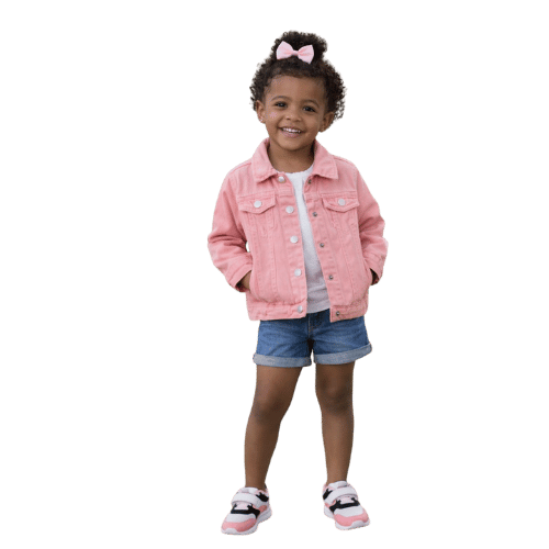Stylish Baby Denim Jacket Set (Pink)