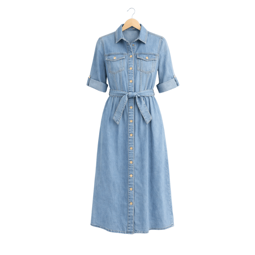 Women’s Denim Button-Down Midi Dress - Image 2