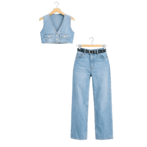 Alternative view of Women’s Denim Crop Vest & Wide-Leg Jeans Set