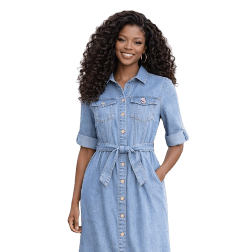 Women’s Denim Button-Down Midi Dress