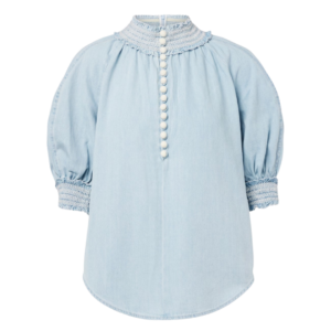 Cropped Blue Denim Shirt for Women