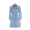 Women’s Belted Button-Down Denim Dress – Light Blue