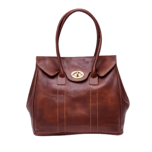 Women’s Classic Brown Leather Tote Handbag