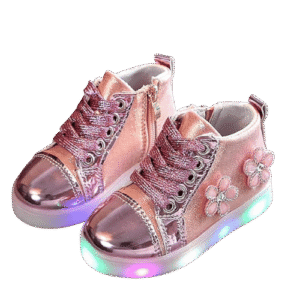 LED Light-Up Baby Girls' Sneakers with Flowers