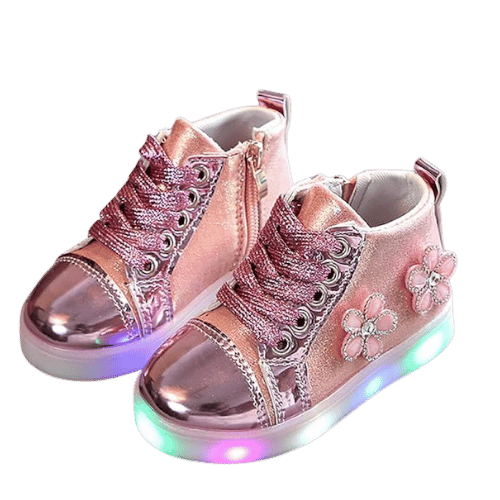 LED Light-Up Baby Girls' Sneakers with Flowers