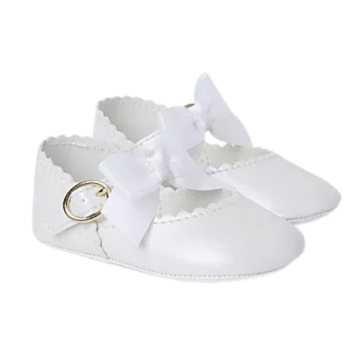 Baby Girls' White Bow Strap Mary Jane Shoes