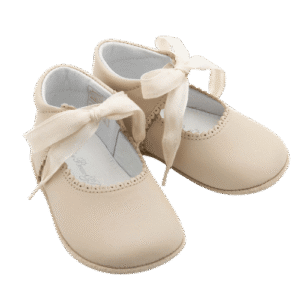 Baby Girls' Soft Beige Ribbon Strap Mary Jane Shoes