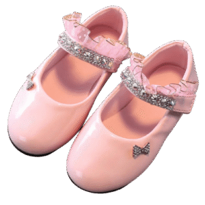 Baby Girls' Pink Patent Leather Bow and Rhinestone Strap Shoes