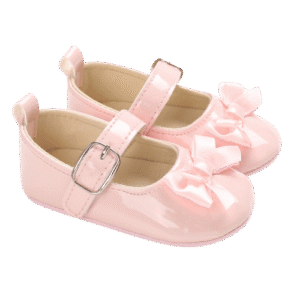Baby Girls' Pink Patent Leather Bow Strap Shoes