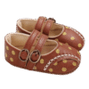 Baby Girls' Brown Double Strap Patterned Shoes