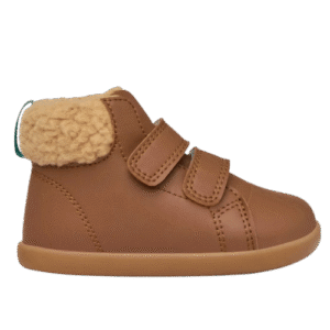Baby Boys' Brown Velcro High-Top Sneakers with Faux Fur Collar
