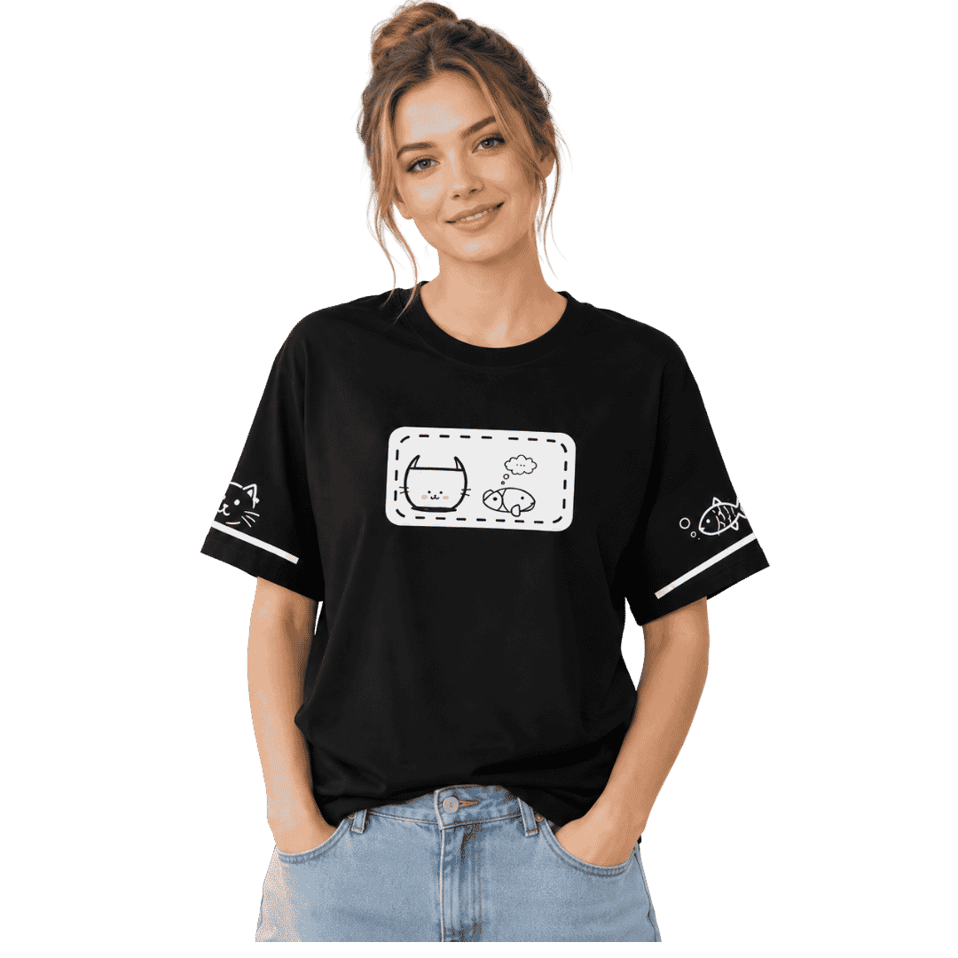 Cute Cat Graphic Oversized T-Shirt for Women