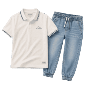 Polo T-Shirt & Denim Jogger Set